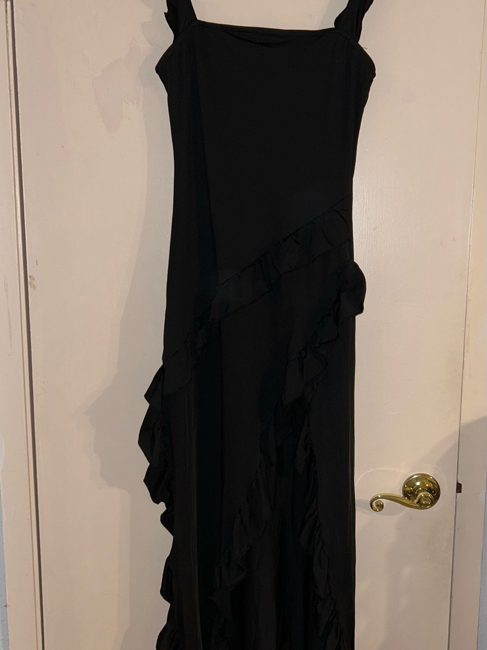 SHEIN Black Ruffle Strap Maxi Dress